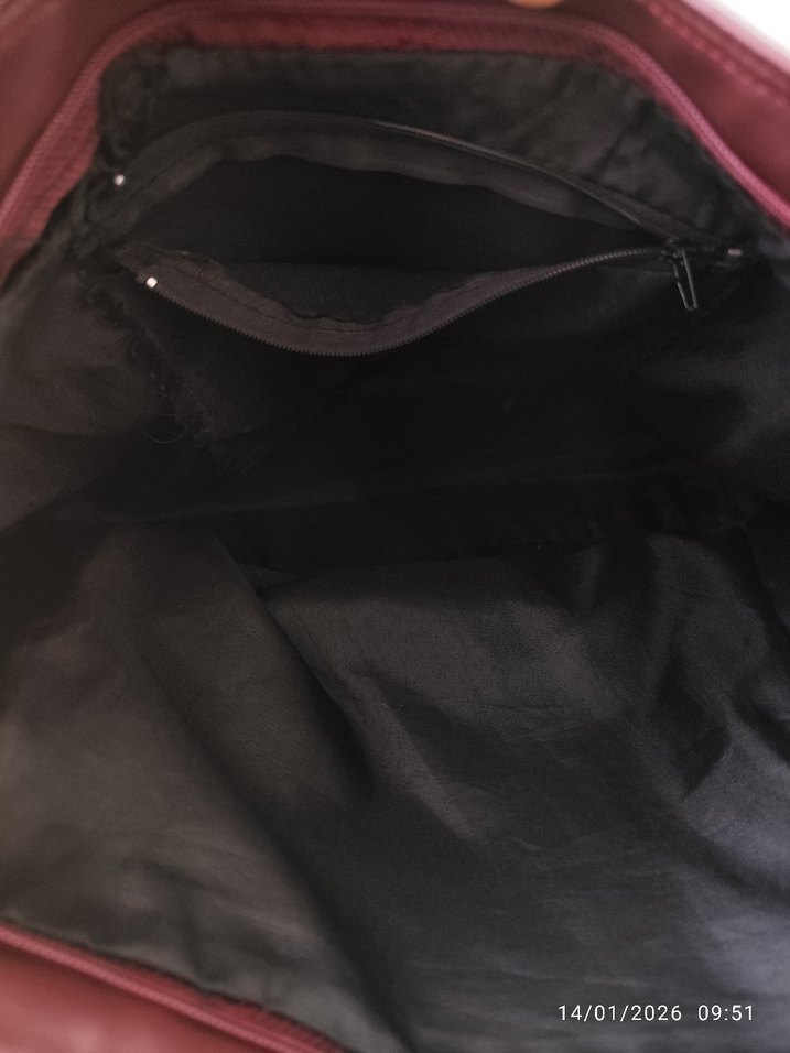 Bordo Deri Kadın Çanta - Görsel 3