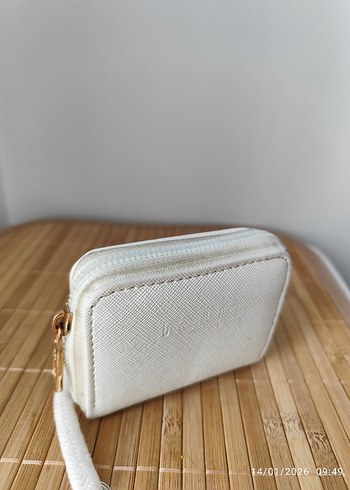 Beyaz Fermuarlı Kadın Deri Cüzdan - Görsel 2