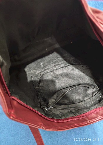 Bordo Deri Kadın Omuz Çantası - Görsel 2