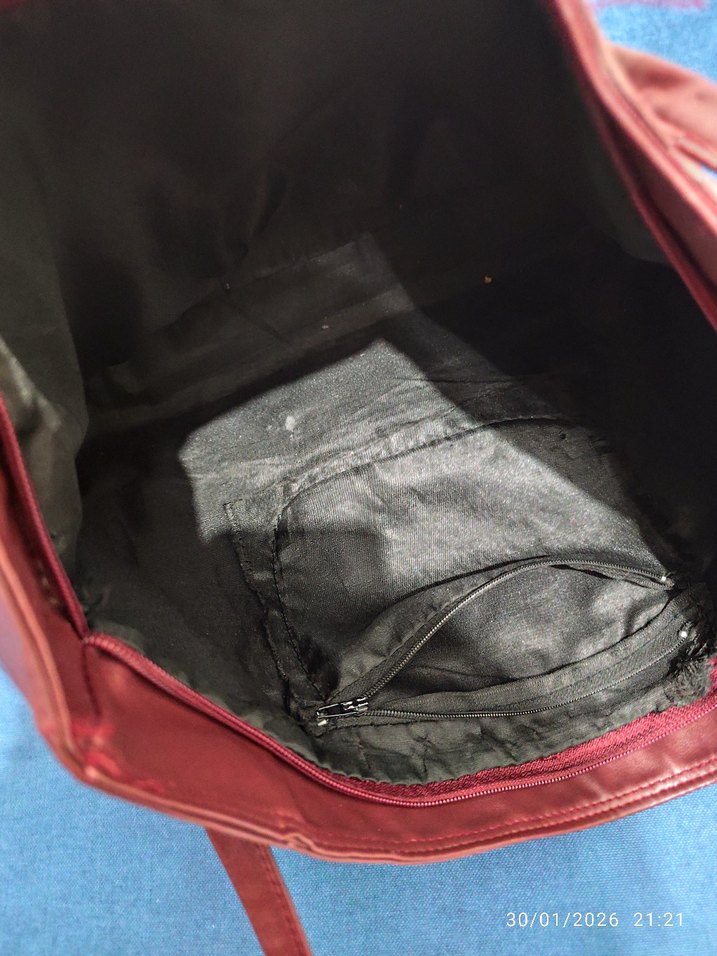 Bordo Deri Kadın Omuz Çantası - Görsel 2