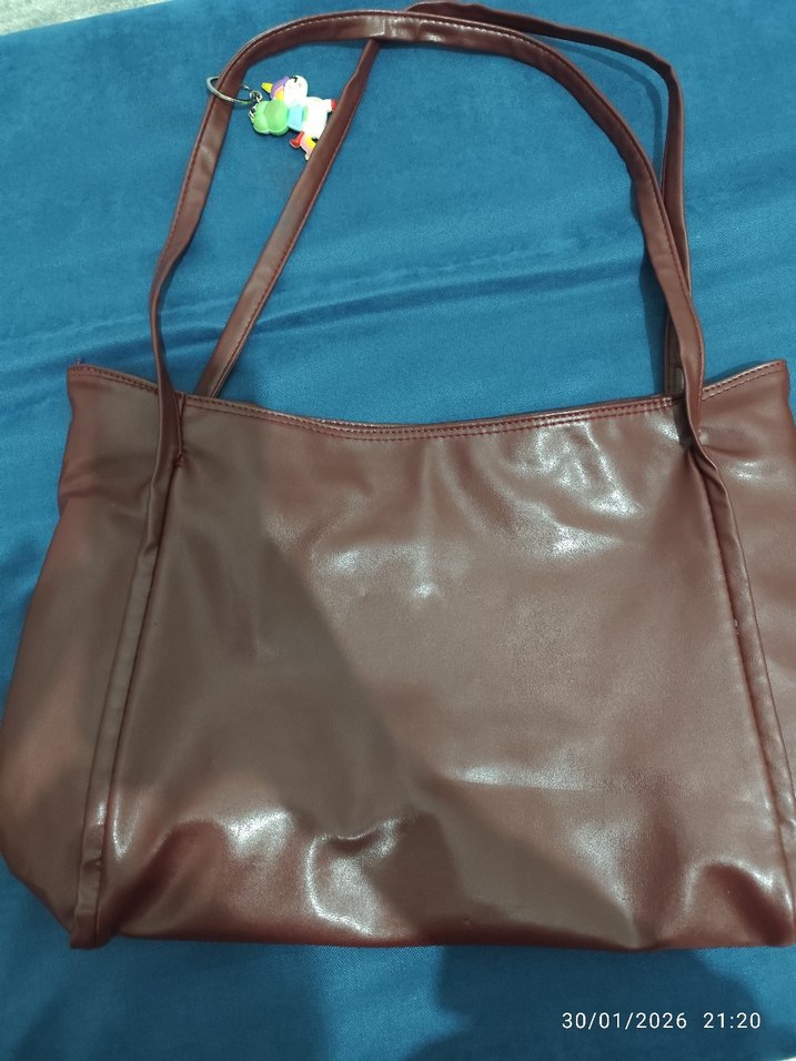 Bordo Deri Kadın Omuz Çantası - Görsel 5