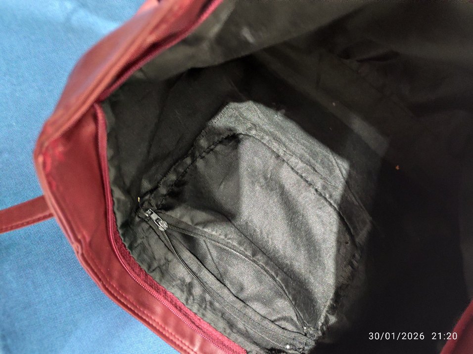 Bordo Deri Kadın Omuz Çantası - Görsel 3