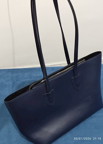 Lacivert Deri Kadın Çanta - Görsel 5