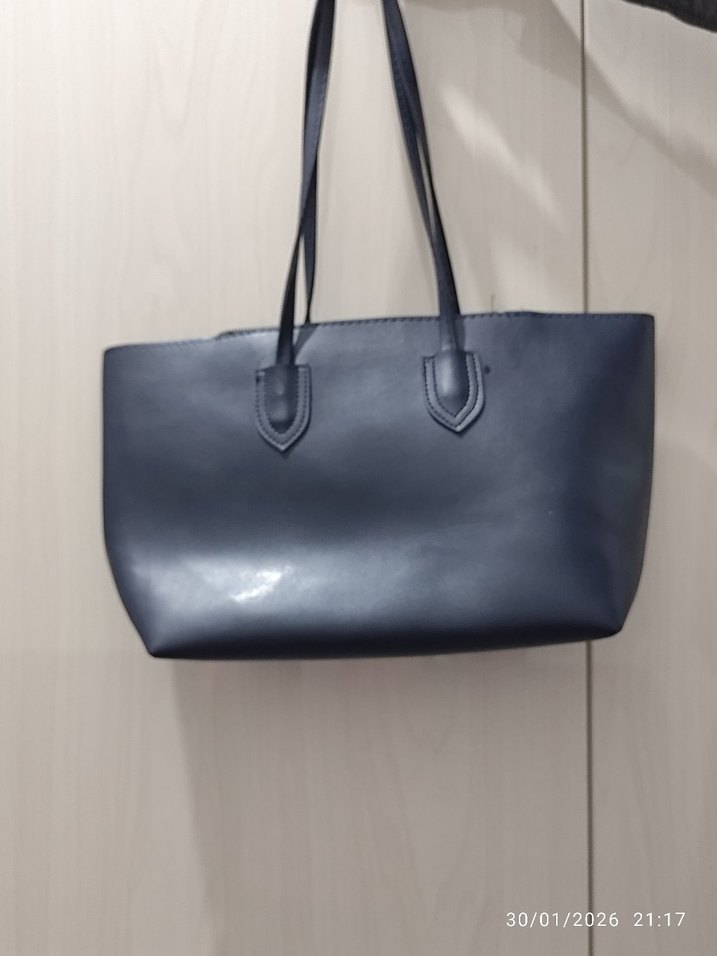 Lacivert Deri Kadın Çanta - Görsel 3