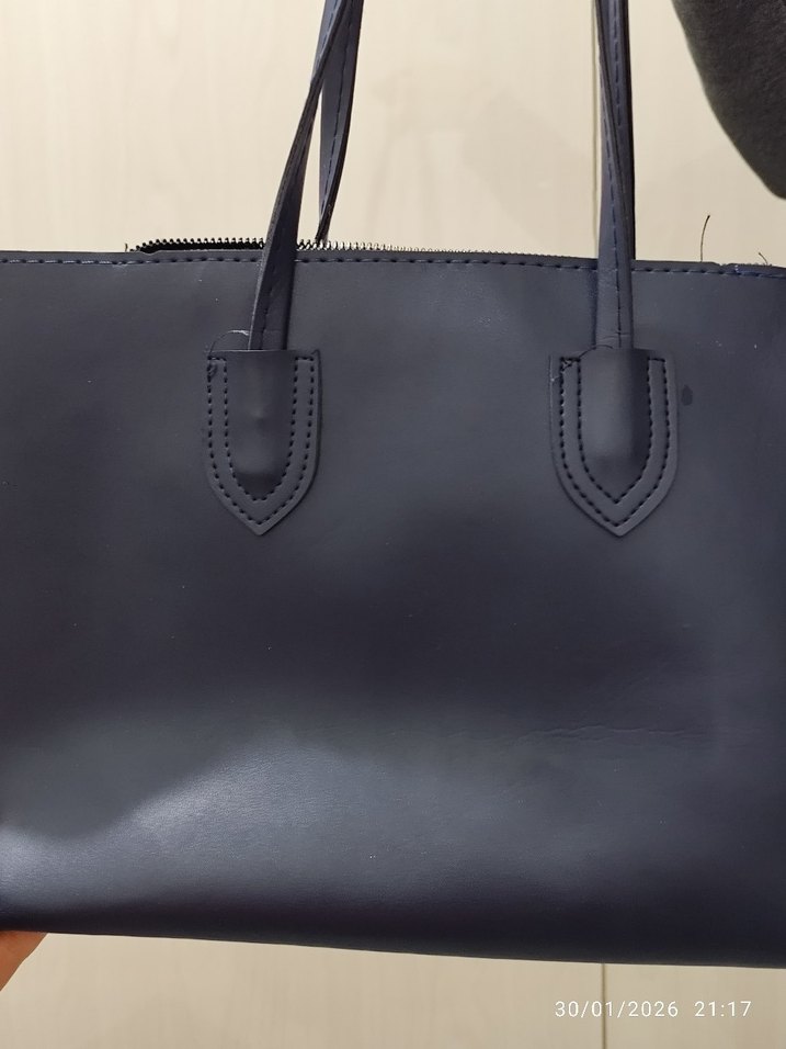 Lacivert Deri Kadın Çanta - Görsel 4