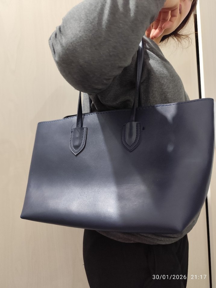 Lacivert Deri Kadın Çanta - Görsel 2