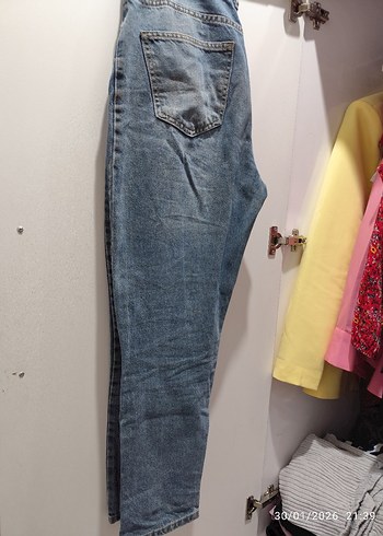 Gri Mavi Kadın Denim Salaş Pantolon - Görsel 2