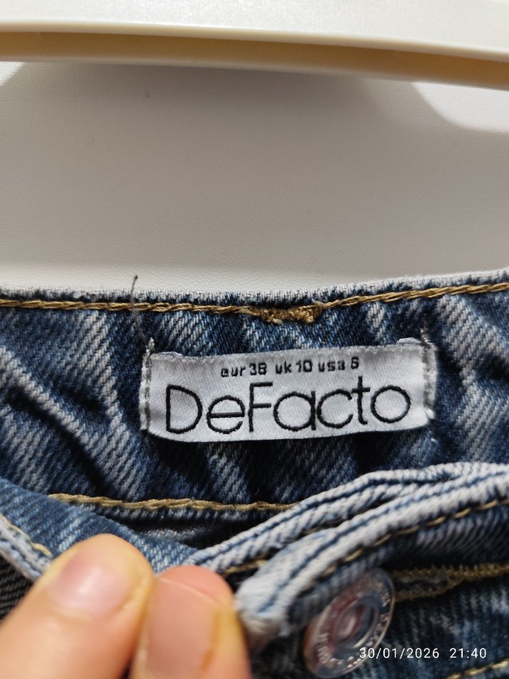 Gri Mavi Kadın Denim Salaş Pantolon - Görsel 4