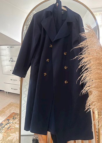 Kadın lacivert Uzun Trençkot - Görsel 3
