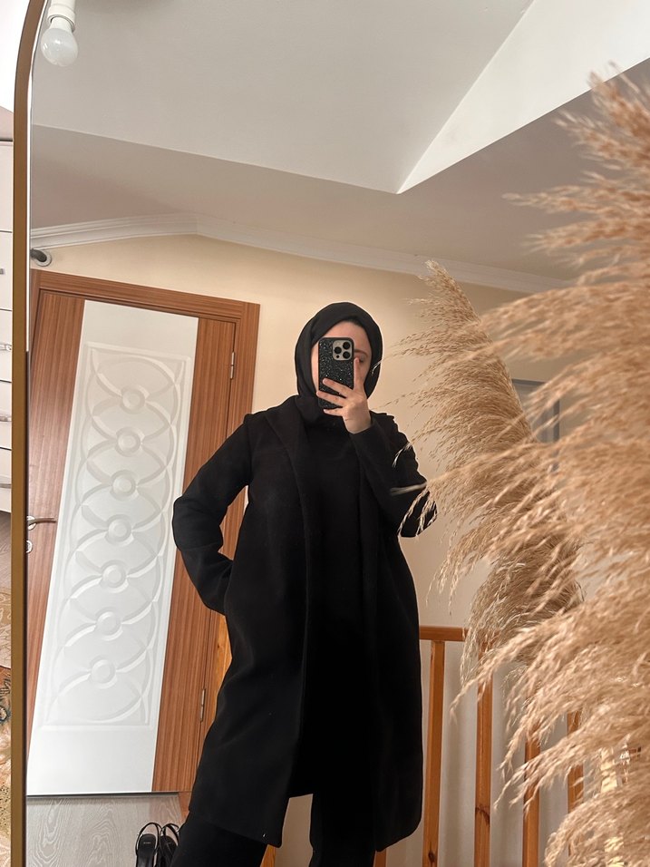 Siyah Kadın Uzun Kollu zara kaban - Görsel 2