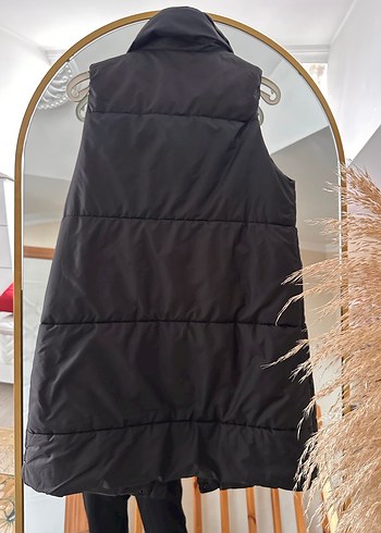 Siyah Midi Kadın Kışlık şişme yelek - Görsel 5