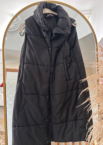 Siyah Midi Kadın Kışlık şişme yelek - Görsel 3