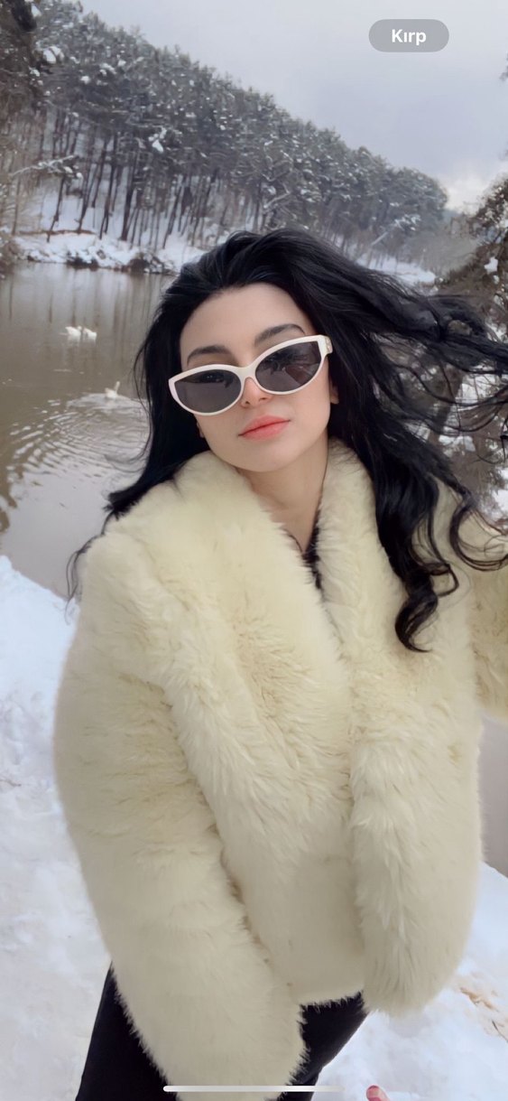 Sarı Kadın Peluş Kürk Ceket - Görsel 3