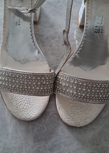 kremParlak Dolgu Topuklu çocuk Abiye Ayakkabı - Görsel 4