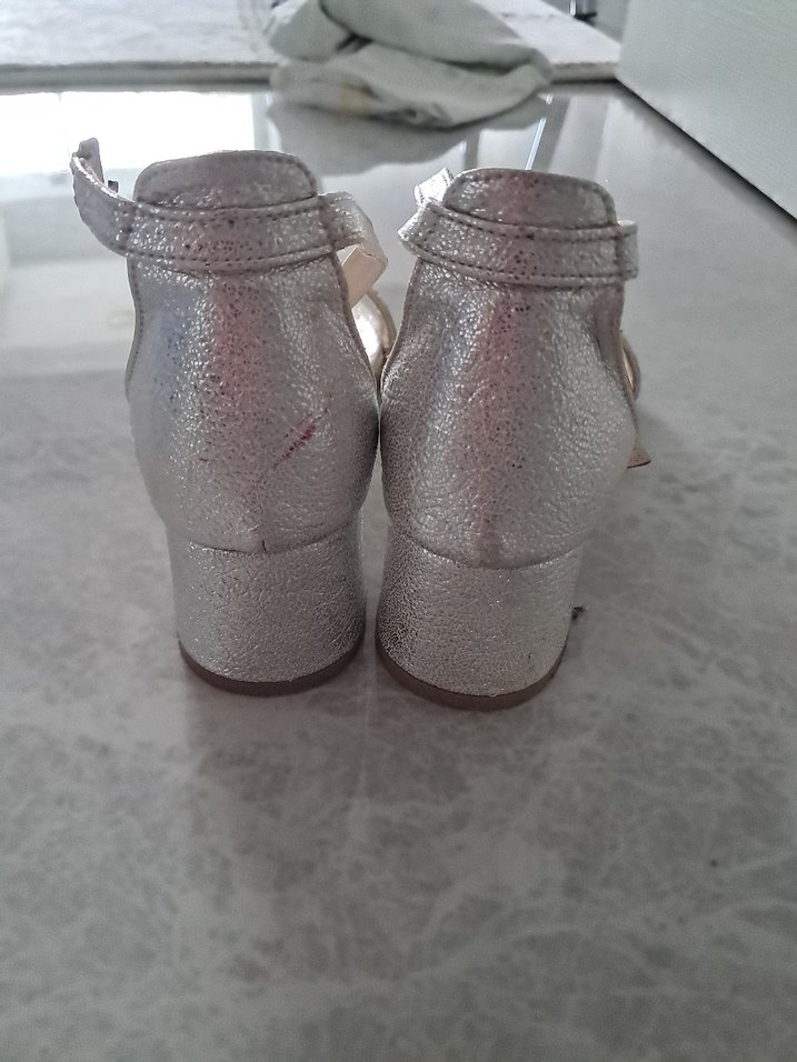 kremParlak Dolgu Topuklu çocuk Abiye Ayakkabı - Görsel 5