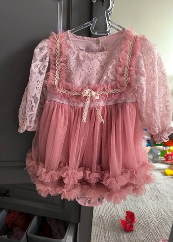 Dantel Detaylı Pembe Kız Çocuk Elbise - Görsel 2