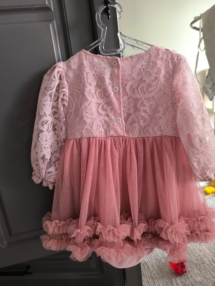 Dantel Detaylı Pembe Kız Çocuk Elbise - Görsel 4