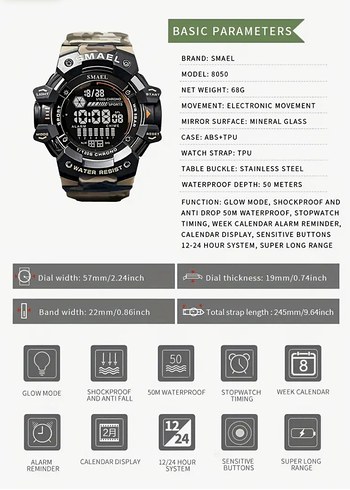 Siyah Dijital Biker Spor Erkek Saati - Görsel 6