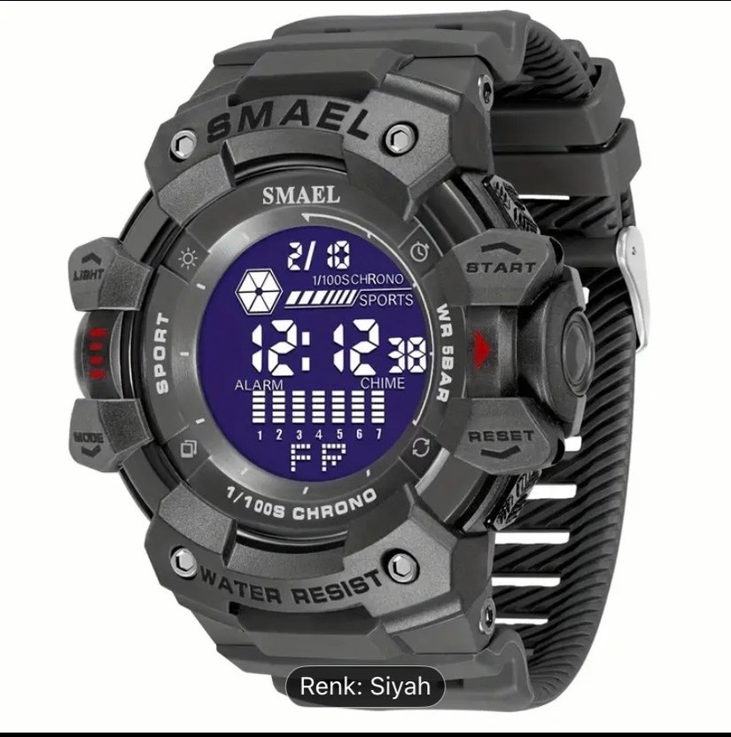 Siyah Dijital Biker Spor Erkek Saati - Görsel 4