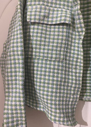 Yeşil Ekose Desenli Uzun Kollu Kadın Gömlek - Görsel 2