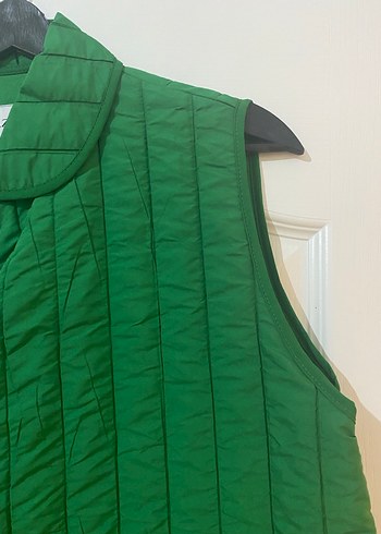 Düğmeli Uzun Yeşil Kadın Yelek - Görsel 4