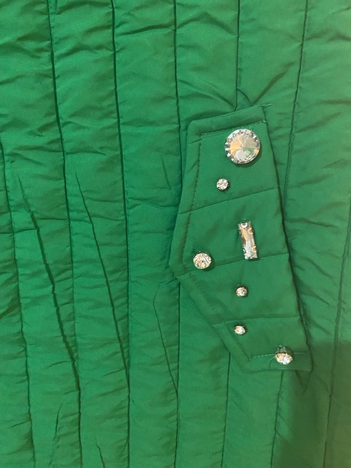 Düğmeli Uzun Yeşil Kadın Yelek - Görsel 2