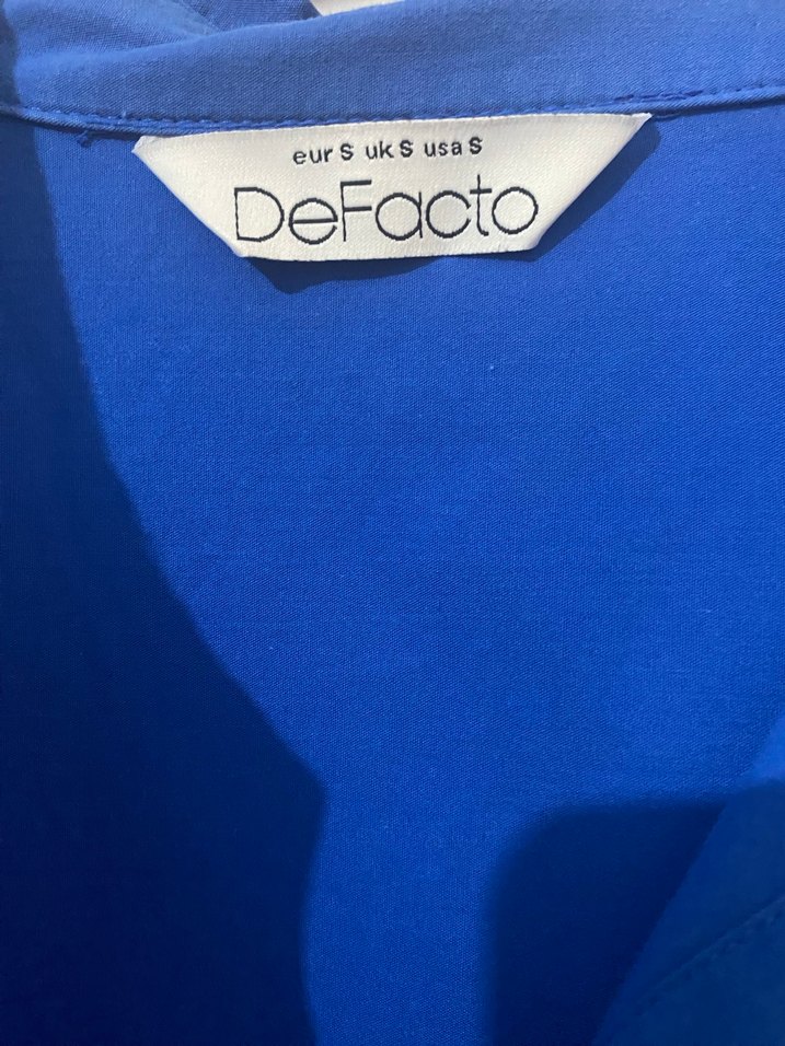 Mavi Düğmeli Kadın Keten Gömlek - Görsel 3