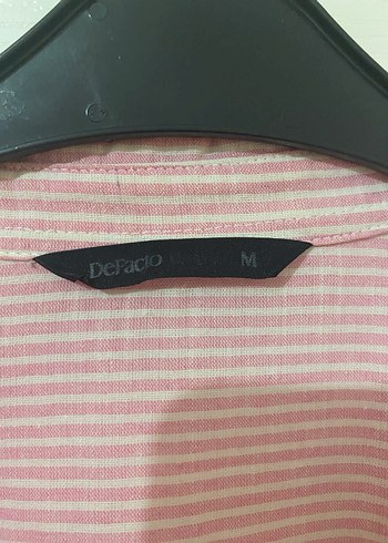 Pembe Keten Rahat Kesim Uzun Kollu Gömlek - Görsel 2