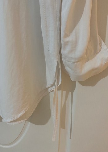 Kadın Beyaz Keten Uzun Kollu Gömlek - Görsel 2