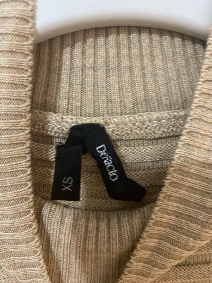 Bej Yüksek Yakalı Kadın Triko Kazak - Görsel 3