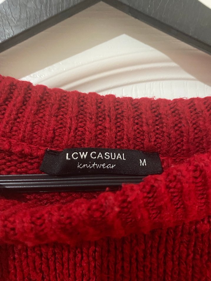 Kırmızı Kadın Triko Salaş Kazak - Görsel 2