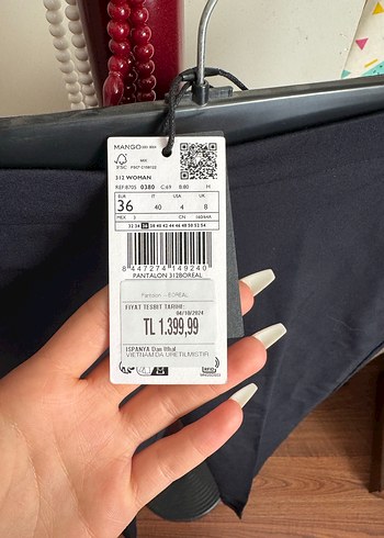 Etiketli Mango Kadın Lacivert Kumaş Pantolon - Görsel 2