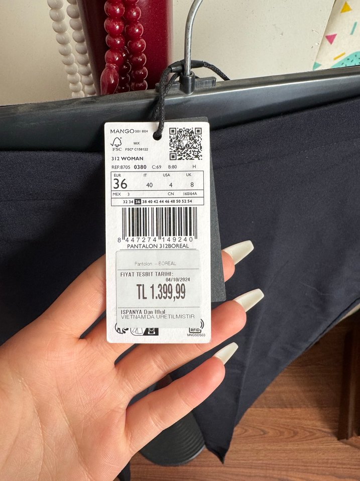 Etiketli Mango Kadın Lacivert Kumaş Pantolon - Görsel 2