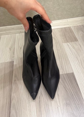 Siyah Deri Stiletto Topuklu Kadın Bot - Görsel 5