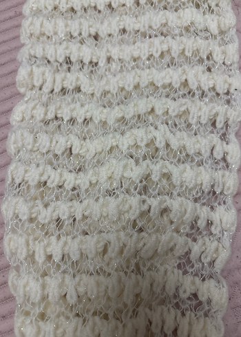 Beyaz Örgü Bohem Atkı - Görsel 2