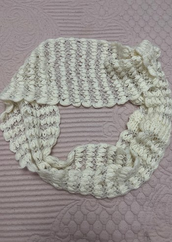 Beyaz Örgü Bohem Atkı - Görsel 3