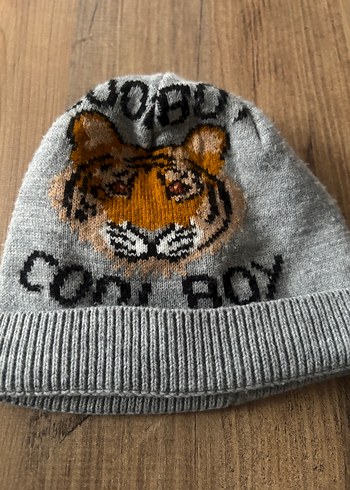 Gri Erkek Çocuk Triko Bere Desenli - Görsel 2