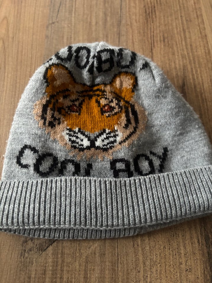 Gri Erkek Çocuk Triko Bere Desenli - Görsel 2