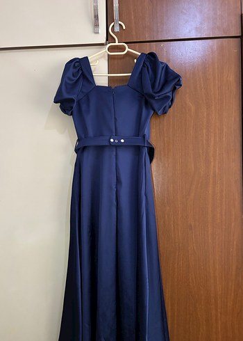 Parlak Lacivert Midi elbise - Görsel 4