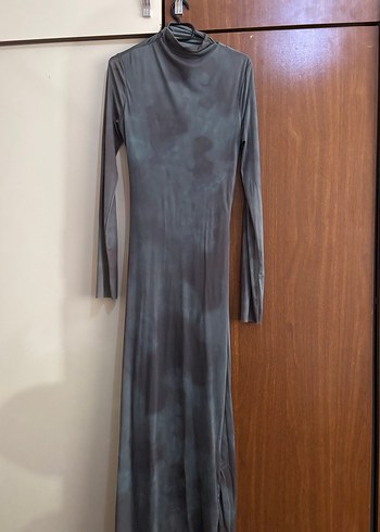 Gri Drapeli Uzun Kadın Elbise - Görsel 2