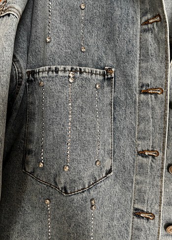s Beden Açık Mavi Taşlı Denim Ceket S