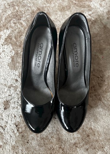 Diğer Siyah Rugan Yüksek Topuk Stiletto 38