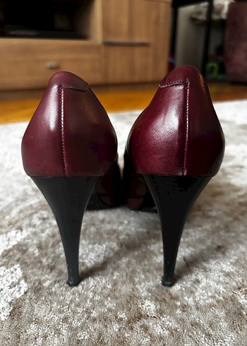 40 Beden bordo Renk Bordo Deri Platform Topuklu Kadın Stiletto 40