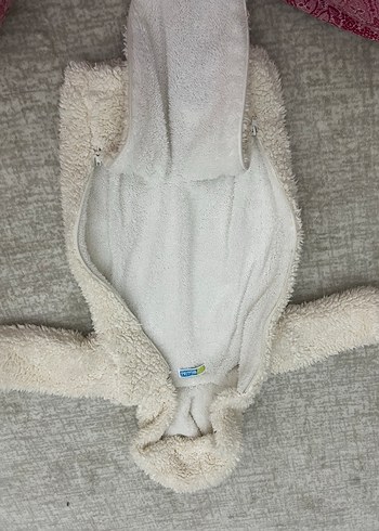 Kapüşonlu Beyaz Peluş Bebek Tulumu - Görsel 2