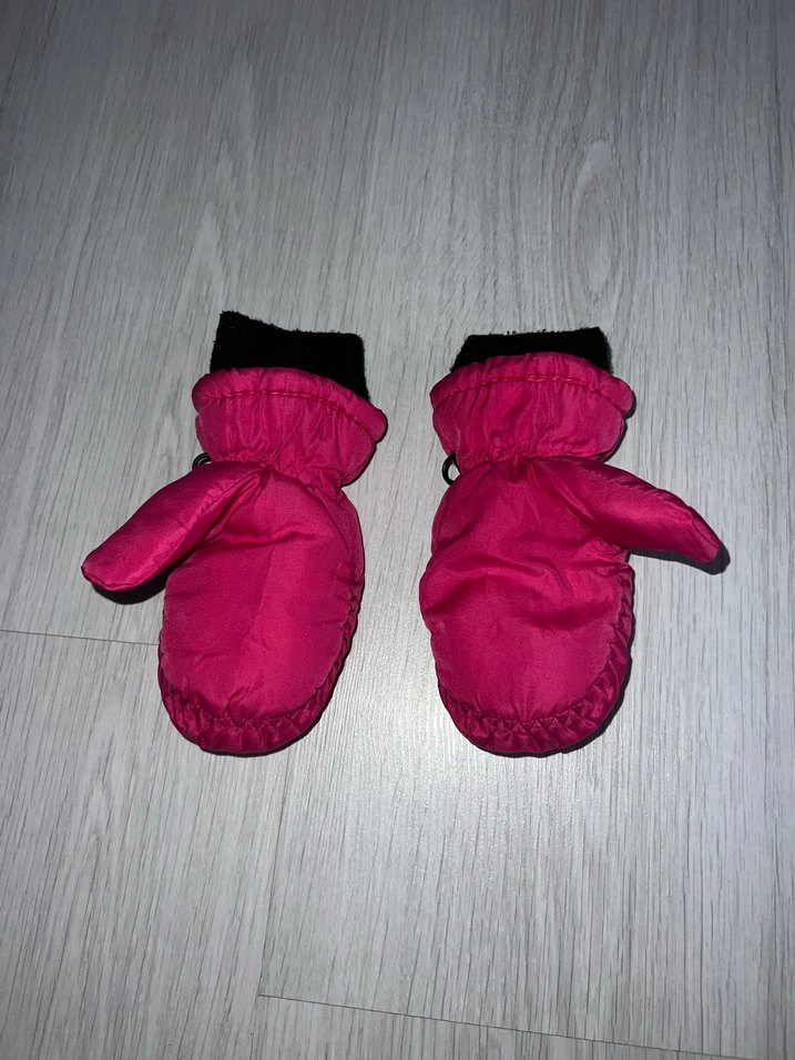 Pembe Kız Çocuk Eldiveni, Kürklü, Baskılı - Görsel 2