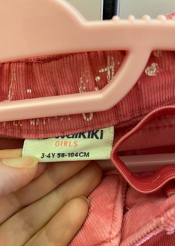 LC Waikiki Kız Çocuk Düğmeli Pembe Kadife Pantolon