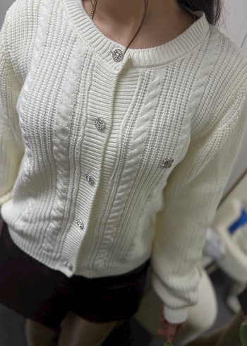 Sıfır Miu Miu Beyaz Örgü Kadın Hırka - Görsel 3