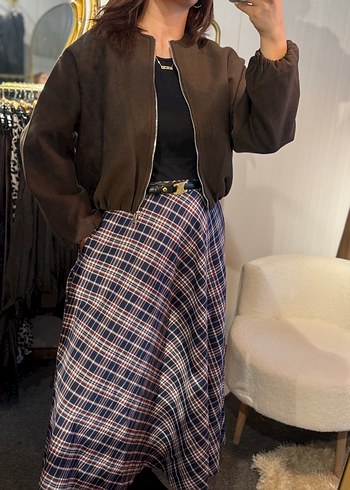 SIFIR Midi Ekose Etek SML mevcut yazın - Görsel 3