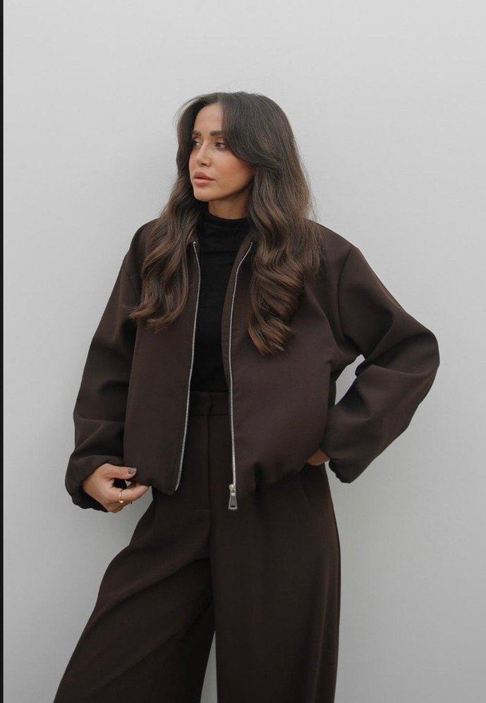 Kahverengi Kadın Bomber Ceket SML beden var - Görsel 4