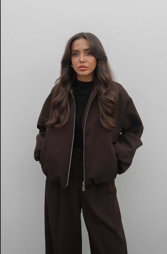 Kahverengi Kadın Bomber Ceket SML beden var - Görsel 3